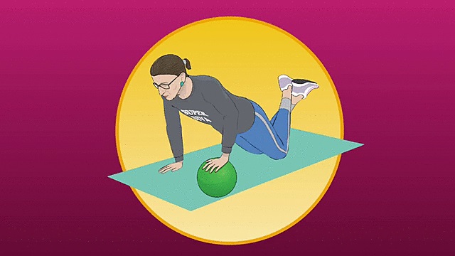 Ruth Bader Ginsburg mediciene ball push-ups