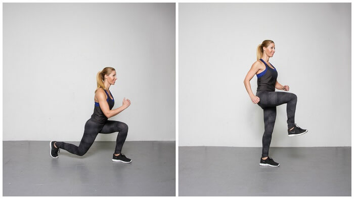 Reverse-lunge with knee lift